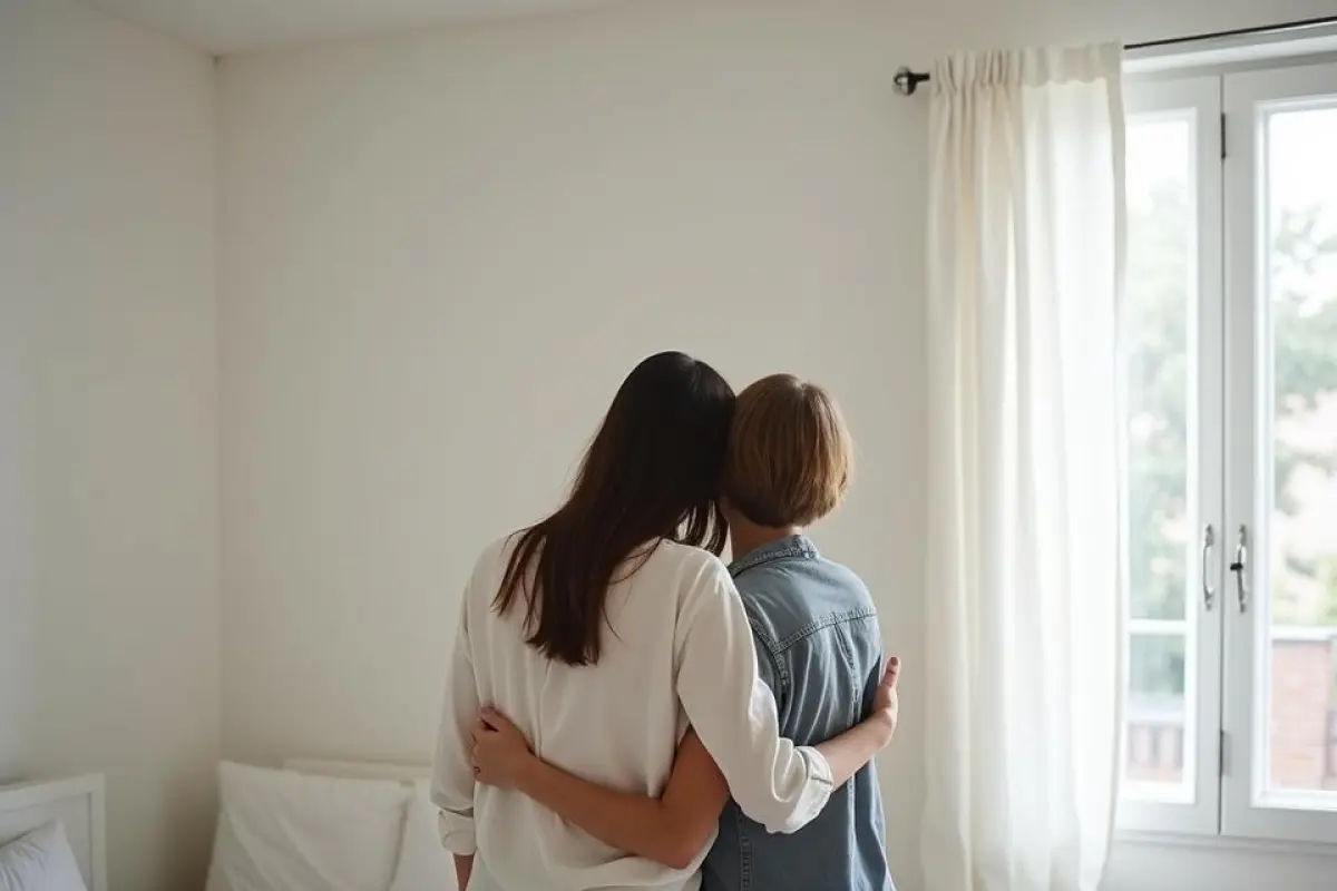 Happy renters hugging